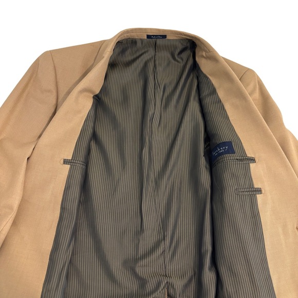 Turnbury Tan Sport Coat Mens 44R Silk Wool Blend 2 Button Blazer Jacket Lined